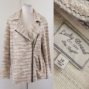 Lucky Brand Tweed Asymmetric Zip Moto Jacket